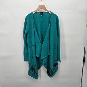 Disney Aladdin Sweater Size Medium Green Waterfall Draped Open Cardigan